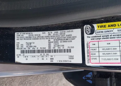 2018 Ford Fiesta S из США, поврежденный, VIN 3FADP4AJ0JM131607